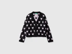 Cardigan with heart motif