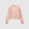 Cardigan with openwork
