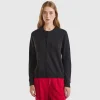 Charcoal gray crew neck cardigan in pure Merino wool