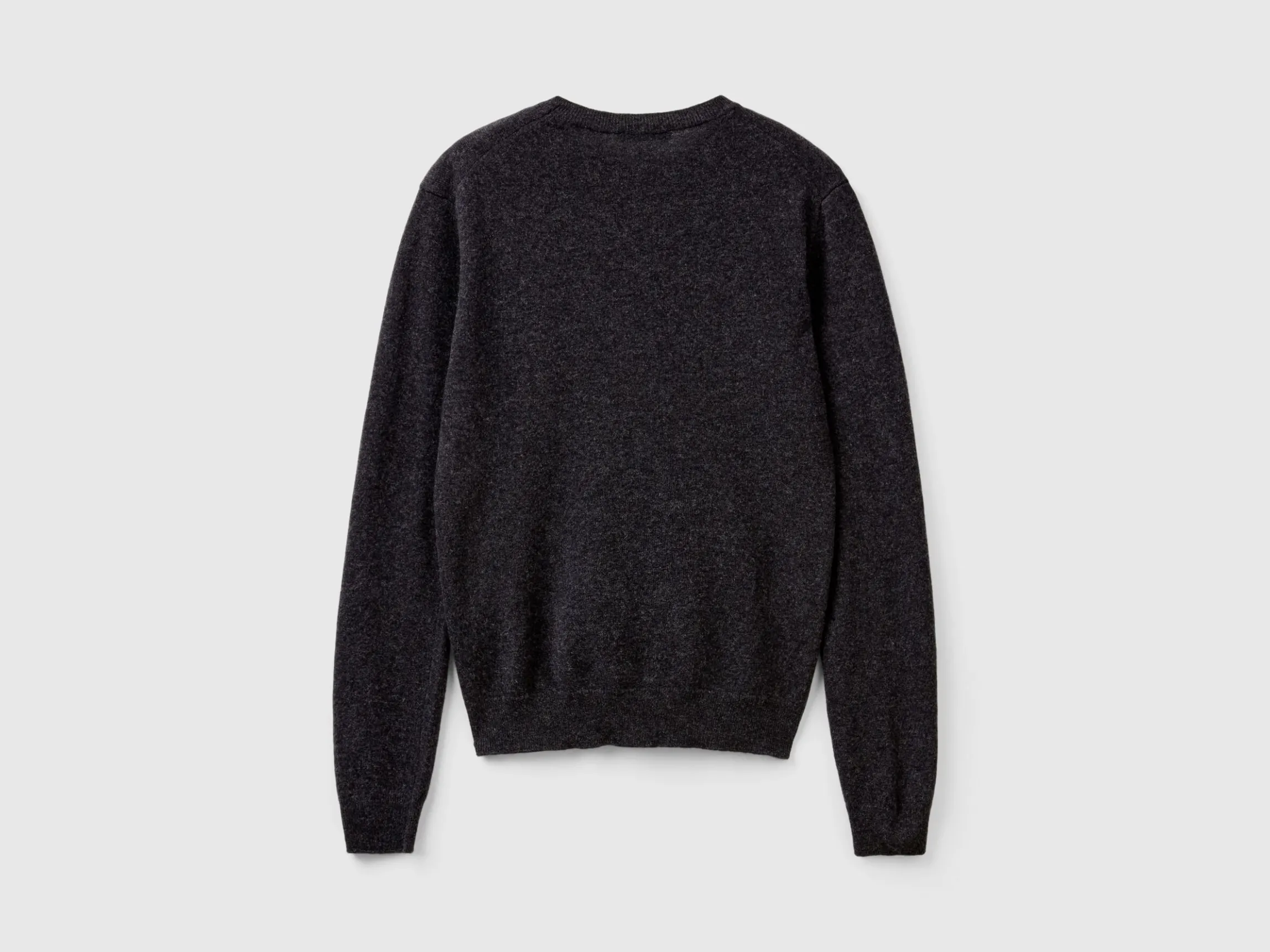 Charcoal gray crew neck sweater in pure Merino wool