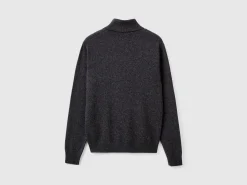 Charcoal gray turtleneck sweater in pure Merino wool