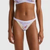 Charmeuse thong with floral print