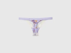 Charmeuse thong with floral print