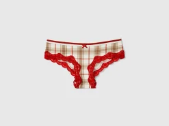 Check culottes with lace