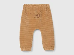 Chenille trousers with embroidery