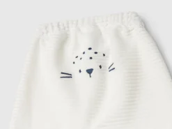 Chenille trousers with embroidery