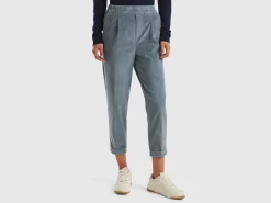 Chinos in velvet with stretch waist