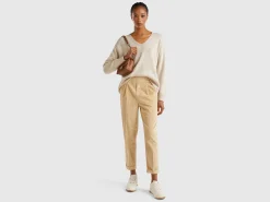 Chinos in velvet with stretch waist