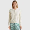 Cream cardigan in pure Merino wool