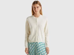 Cream cardigan in pure Merino wool