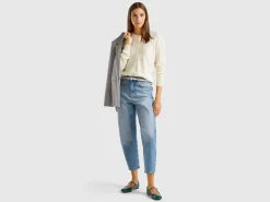 Cream crew neck cardigan in pure Merino wool