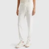 Cream sporty trousers in cashmere blend