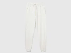 Cream sporty trousers in cashmere blend