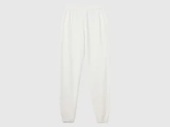 Cream sporty trousers in cashmere blend