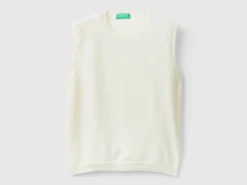 Cream vest in pure Merino wool