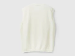 Cream vest in pure Merino wool
