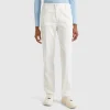 Cream white slim fit cotton chinos