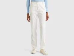 Cream white slim fit cotton chinos