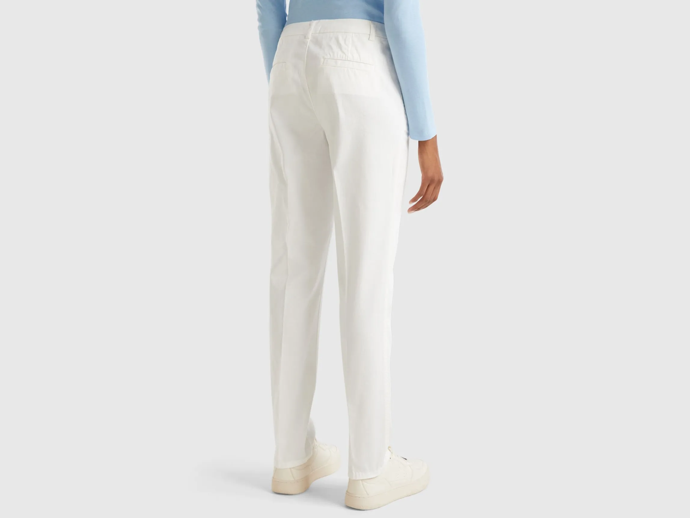 Cream white slim fit cotton chinos