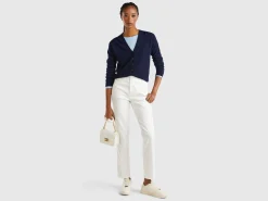 Cream white slim fit cotton chinos