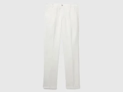 Cream white slim fit cotton chinos