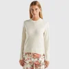 Cream white sweater in pure cashmere