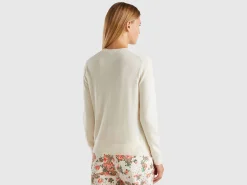 Cream white sweater in pure cashmere