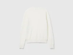Cream white sweater in pure cashmere