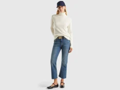 Cream white turtleneck in pure cashmere