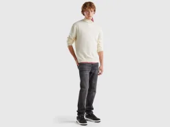 Cream white turtleneck in pure Merino wool