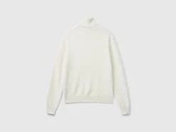 Cream white turtleneck in pure cashmere