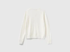 Cream white turtleneck in cashmere and wool blend
