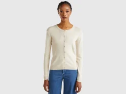 Crew neck cardigan in pure cotton