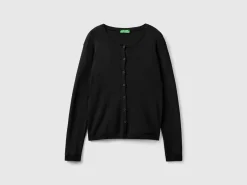 Crew neck cardigan in pure cotton
