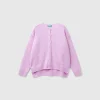 Crew neck cardigan with rhinestone logo