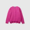 Crew neck cardigan with rhinestone logo