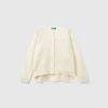 Crew neck cardigan with rhinestone logo