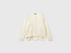 Crew neck cardigan with rhinestone logo