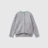 Crew neck cardigan with rhinestone logo