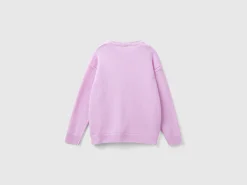Crew neck cardigan with rhinestone logo