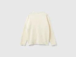 Crew neck cardigan with rhinestone logo
