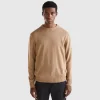 Crew neck sweater in cashmere and wool blend