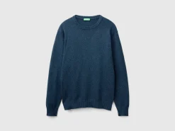 Crew neck sweater in cashmere and wool blend