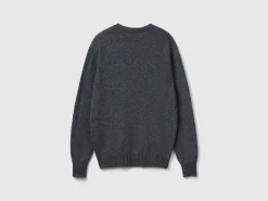 Crew neck sweater in cashmere and wool blend
