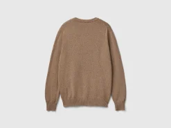 Crew neck sweater in cashmere and wool blend
