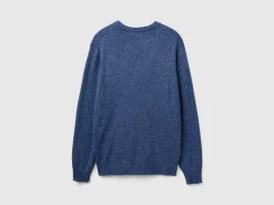 Crew neck sweater in cashmere and wool blend