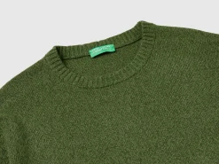 Crew neck sweater in cashmere and wool blend