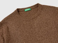 Crew neck sweater in cashmere and wool blend