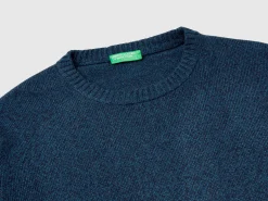 Crew neck sweater in cashmere and wool blend