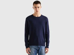 Crew neck sweater in lightweight cotton blend